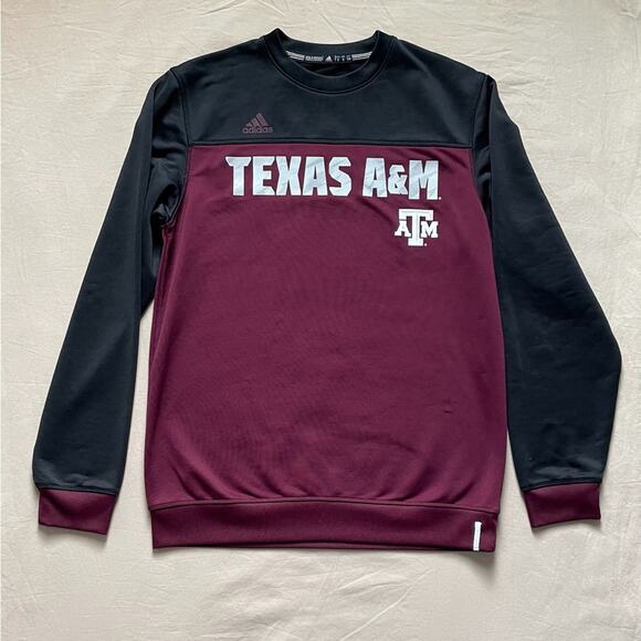 Adidas Men’s Texas A&M Black and Maroon Pullover Crewneck Sweater Size Small - Picture 1 of 5